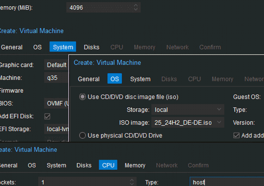 Proxmox VM erstellen tx