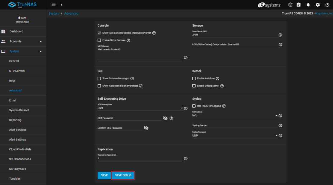 Logs unter TrueNAS sichern2