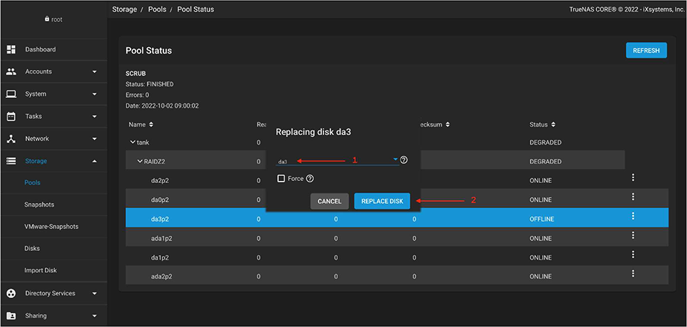 Schritt-für-Schritt-Anleitung HDD Austausch TrueNAS8 Schritt-für-Schritt-Anleitung HDD Austausch TrueNAS8