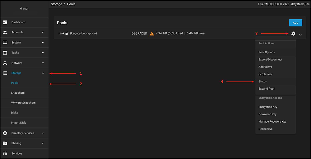 Schritt-für-Schritt-Anleitung HDD Austausch TrueNAS1 Schritt-für-Schritt-Anleitung HDD Austausch TrueNAS1