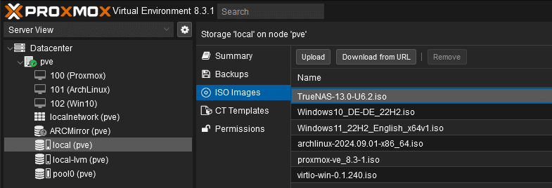 Proxmox ISO Upload Vorbereitung Proxmox ISO Upload Vorbereitung