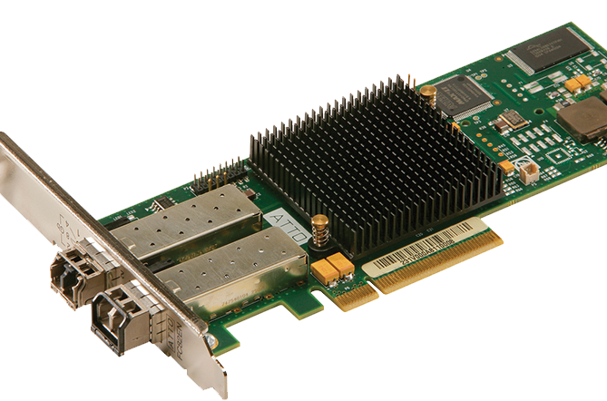 ATTO Celerity CTFC-322E: Dual-Channel 32 GBit/s Gen6 FC PCIe 3.0 HBA inklusive SFPs. CTFC-322E