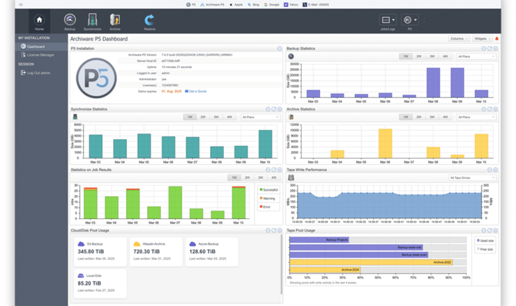 Archiware P5 Dashboard ab Version 7.4 Archiware P5 Dashboard ab Version 7.4